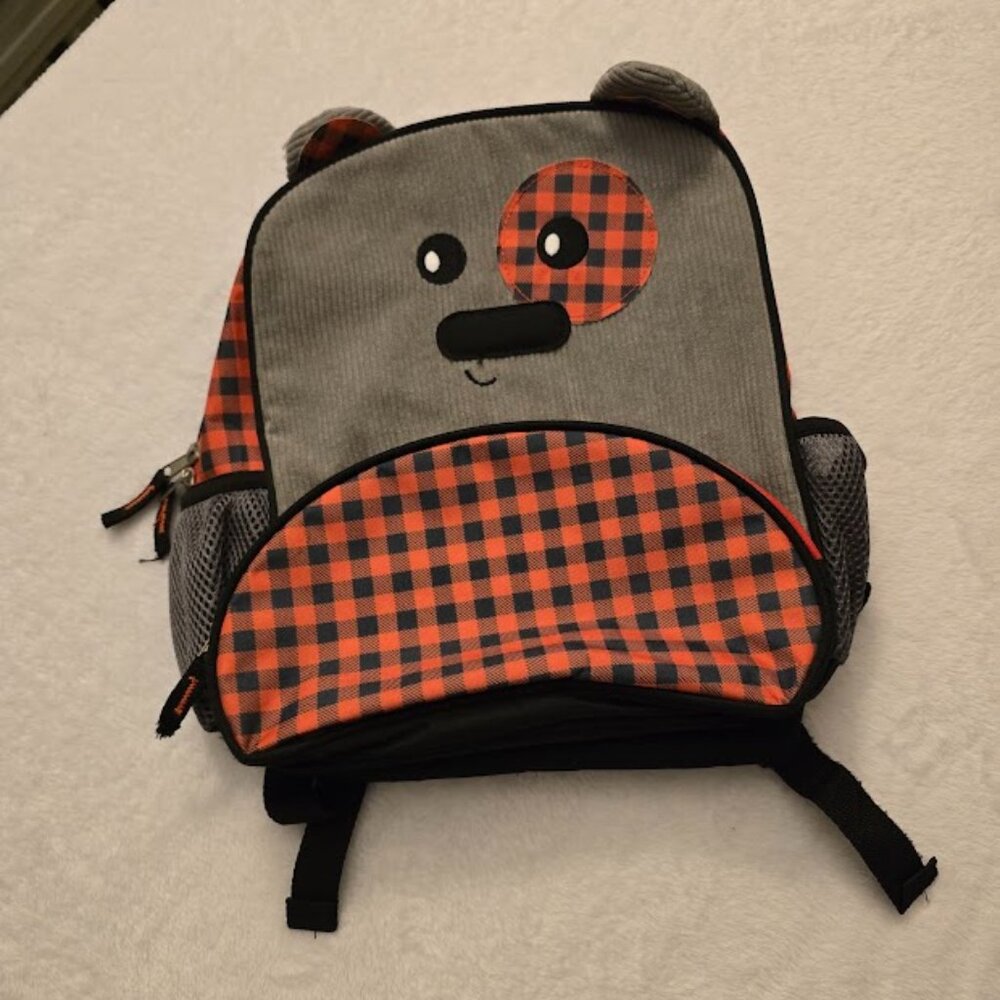 Red Plaid Bear Backpack